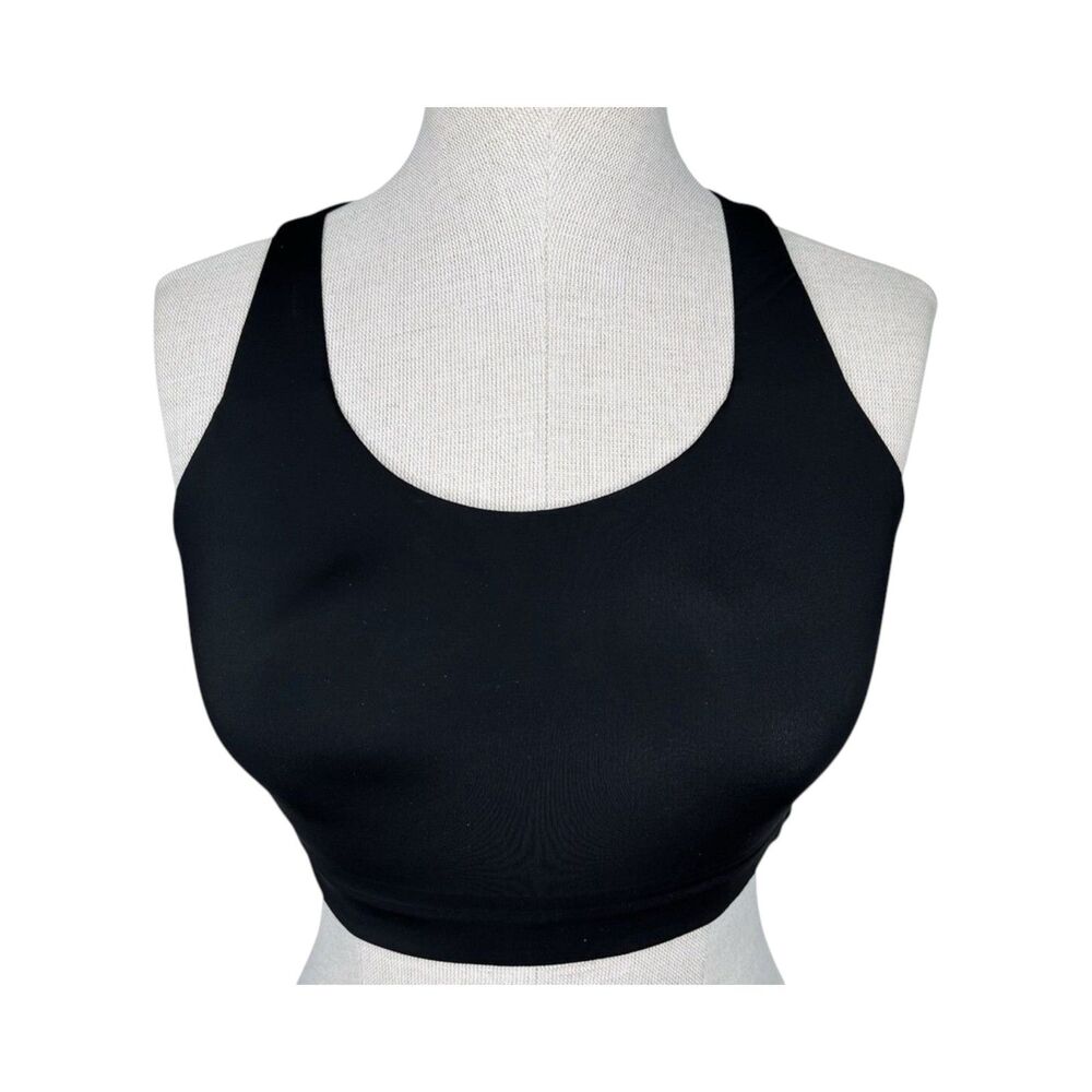 Athleta Advance Sports Bra sz 34D * Black Wireless Racerback Cardio Running Gym